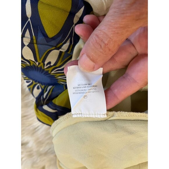 Vince Floral Maxi Slip Dress Size 6 Spaghetti Straps Yellow & Navy Pattern Light - Picture 7 of 8